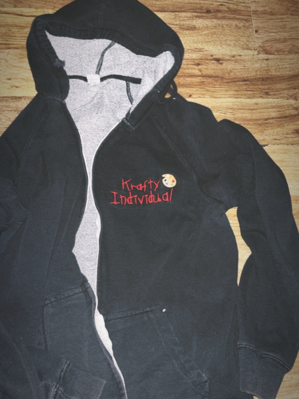 Black Hooded Zip Jacket Krafty individual print
